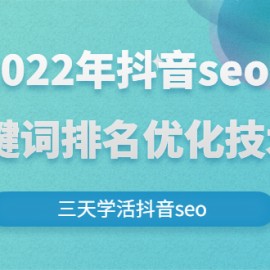 2022年抖音seo关键词排名优化技术，三天学活抖音seo